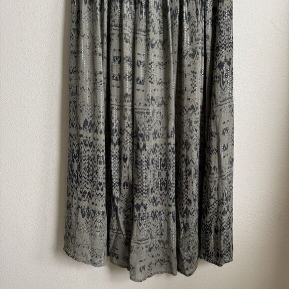 Zara Skirt Womens Medium Green Geometric Rhinestone Boho Hippie Festival Coastal - Picture 4 of 16